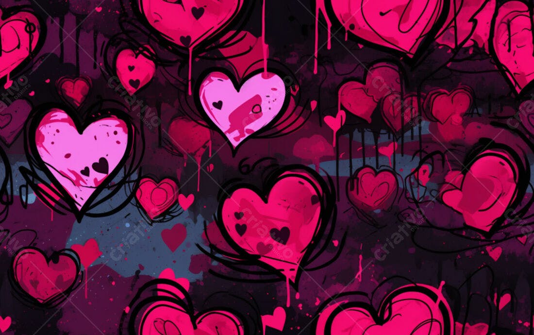 Textura Corações Pink e Roxo para Fundo