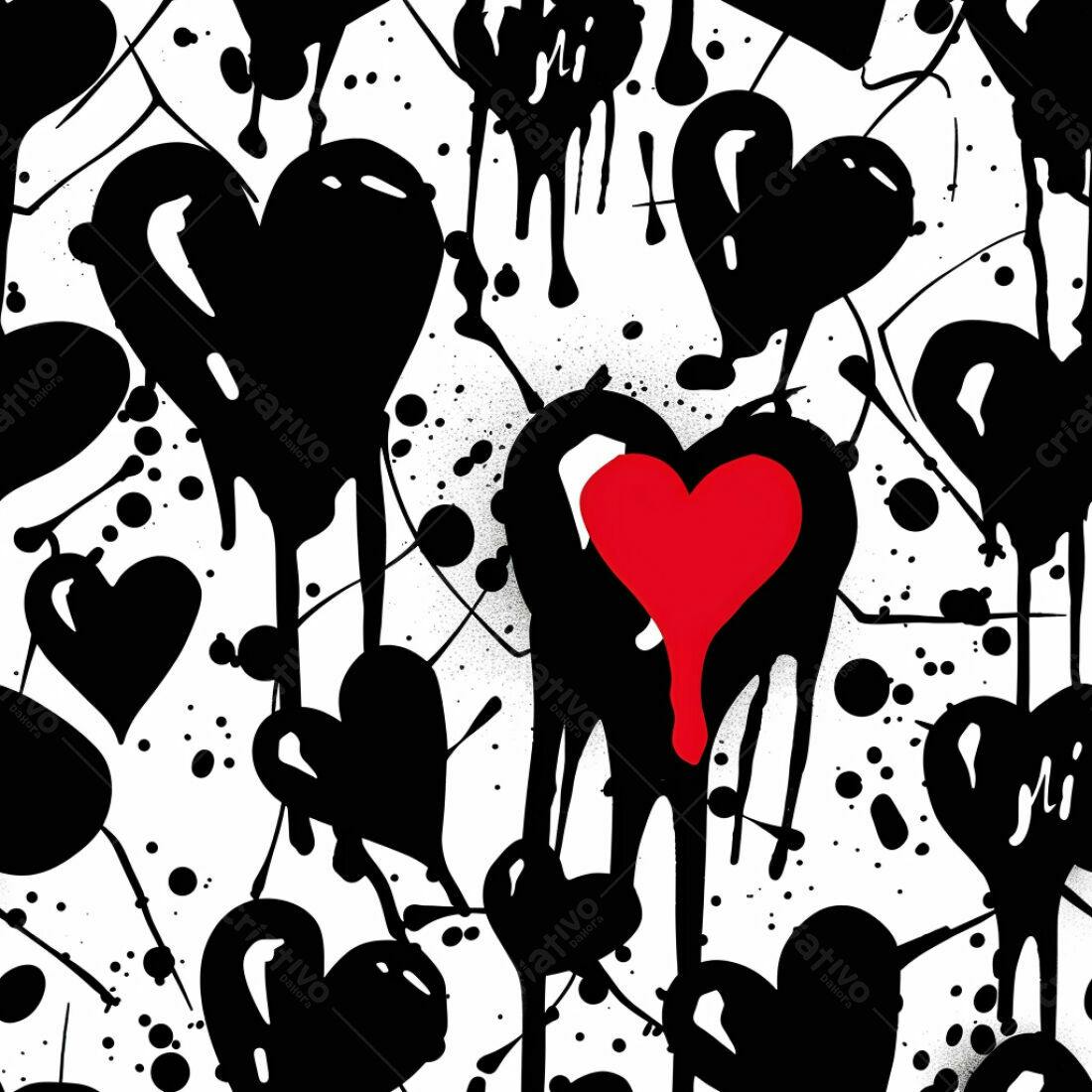 Textura corações abstrato preto e vermelho para fundo