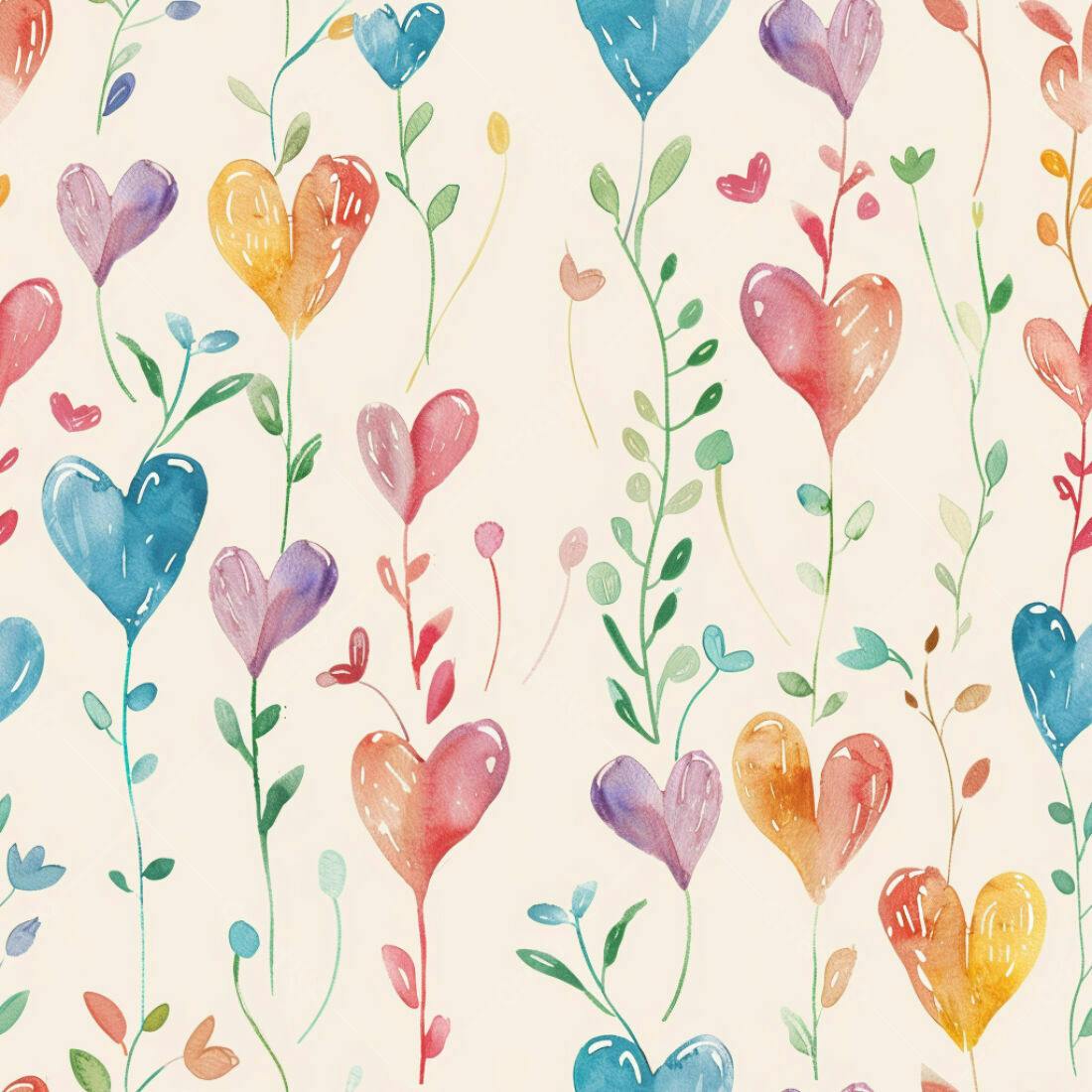 Textura floral corações coloridos para papel de parede