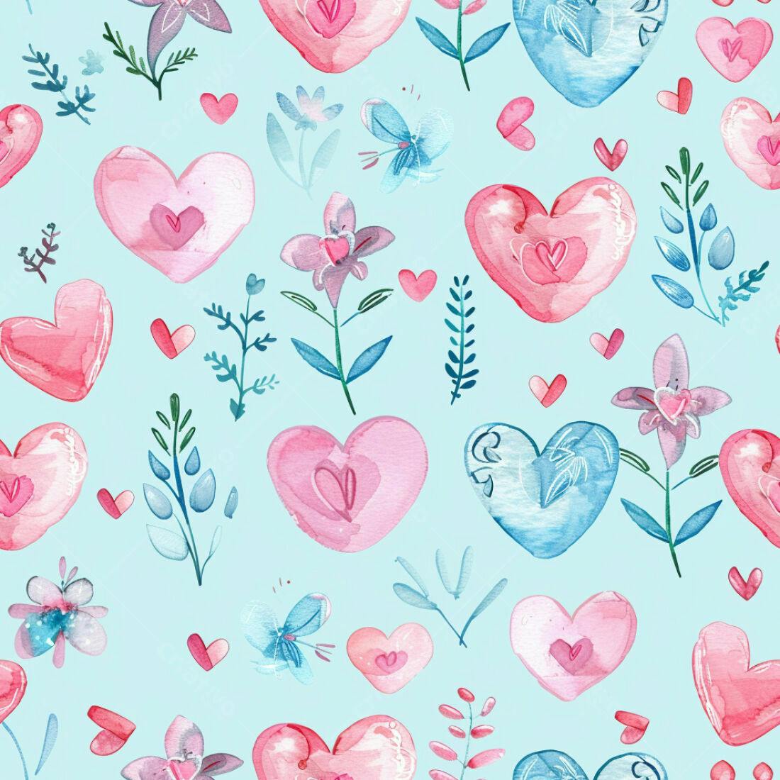 Textura floral corações românticos para papel de parede