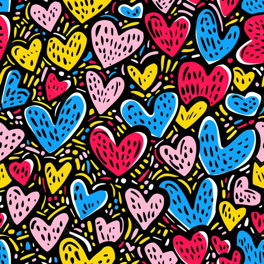 Textura Corações Coloridos para Fundo