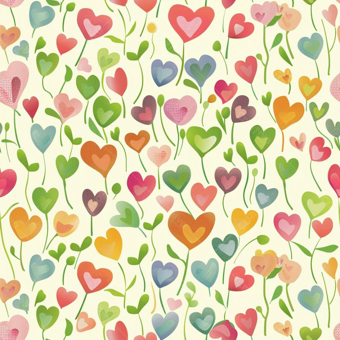 Textura floral corações coloridos para fundo