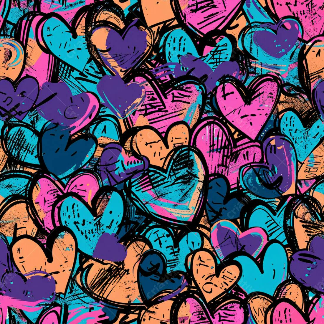 Textura corações coloridos para papel de parede