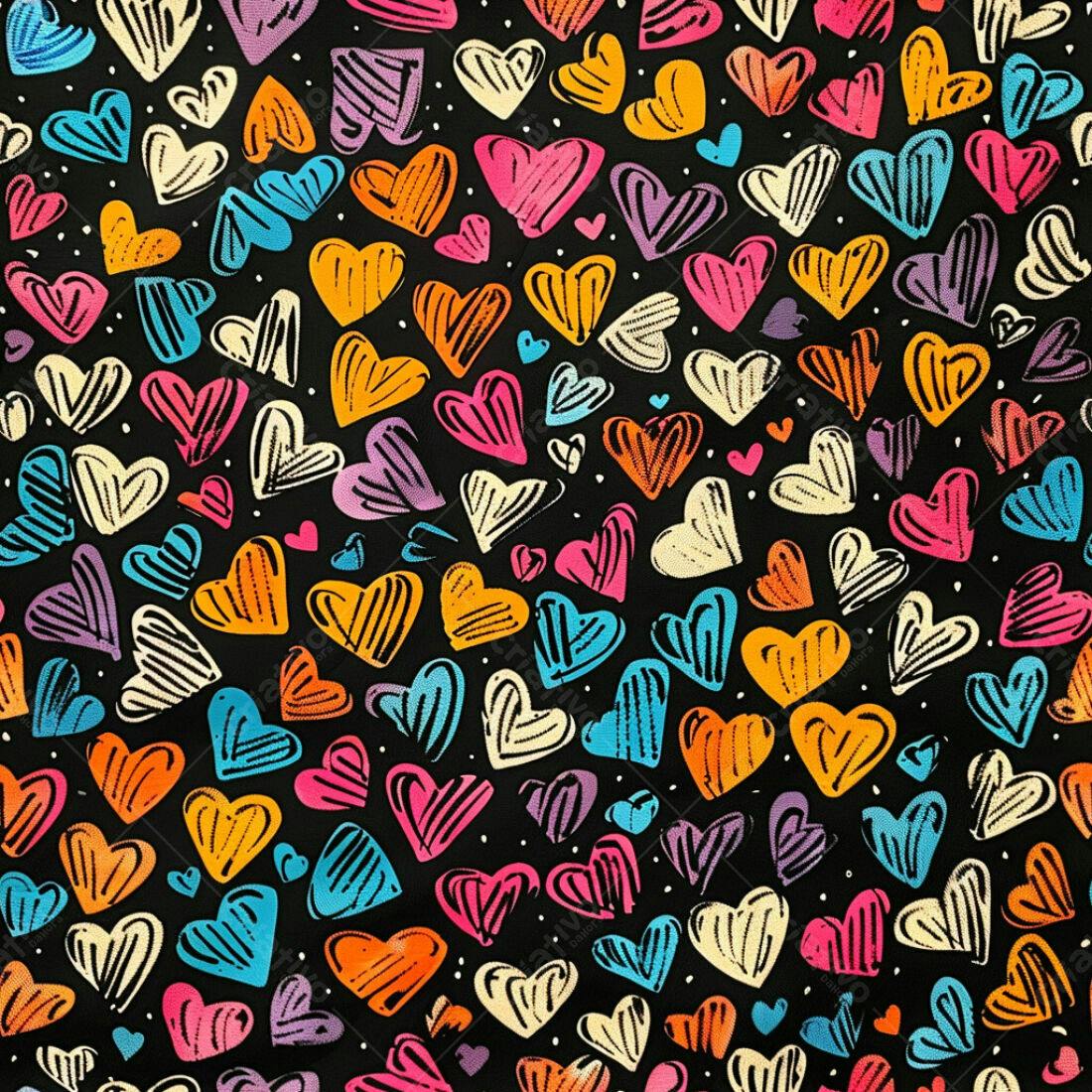 Textura tecido corações coloridos para fundo
