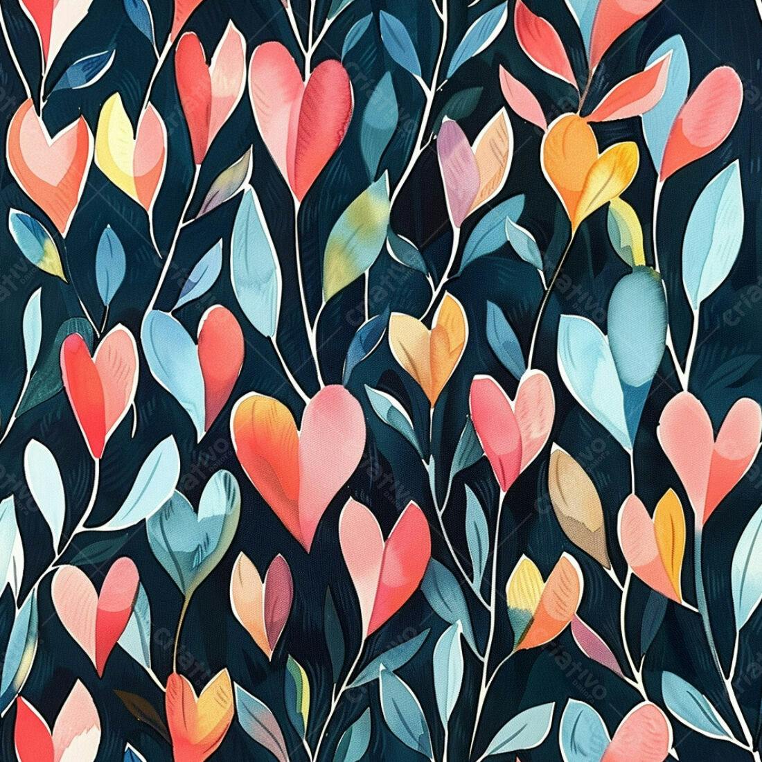 Textura floral corações coloridos para fundo