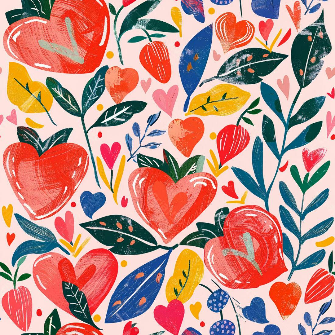 Textura floral corações coloridos para fundo