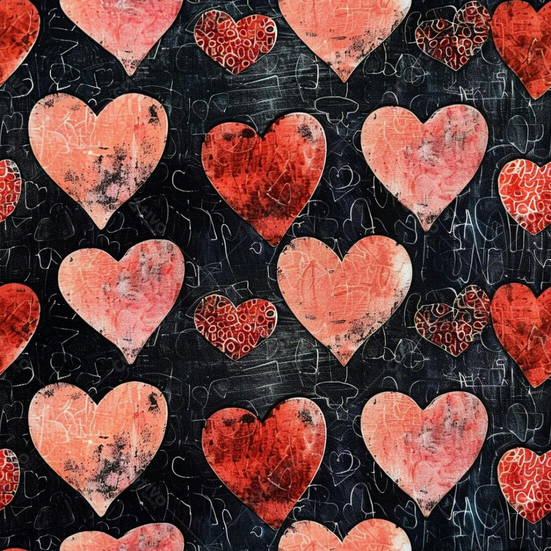 Textura corações vermelhos e rosa para fundo romântico