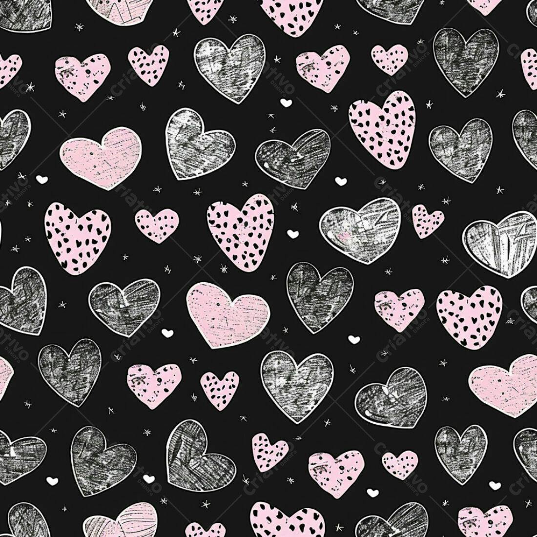 Textura corações rosa e cinza para papel de parede