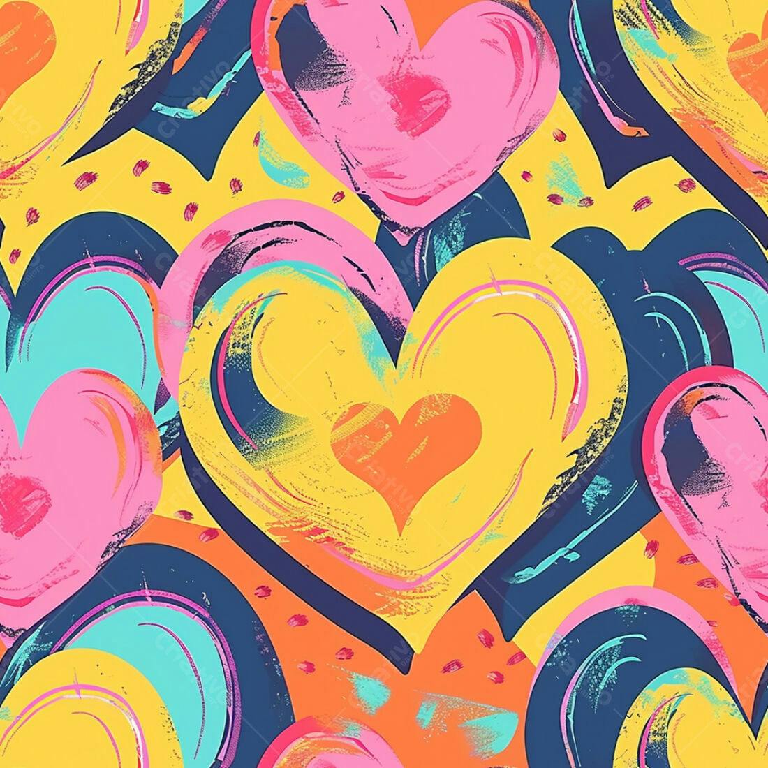 Textura corações coloridos para fundo vibrante