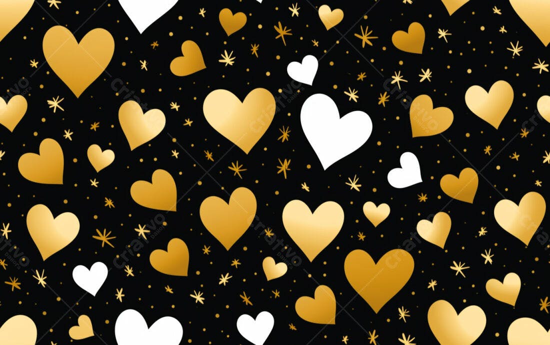 Textura corações dourado e branco para fundo