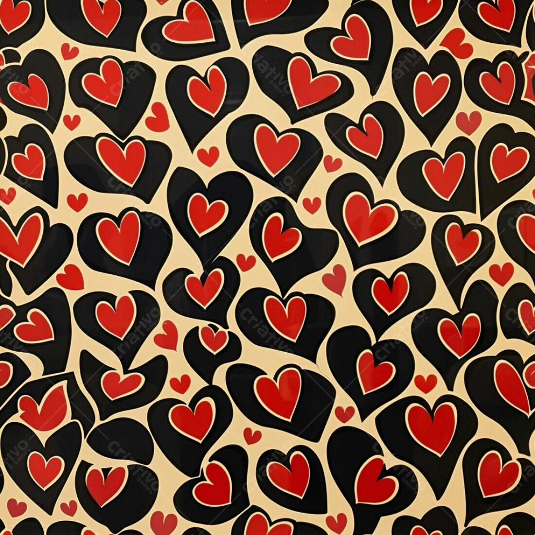 Textura corações vermelho e preto para papel de parede
