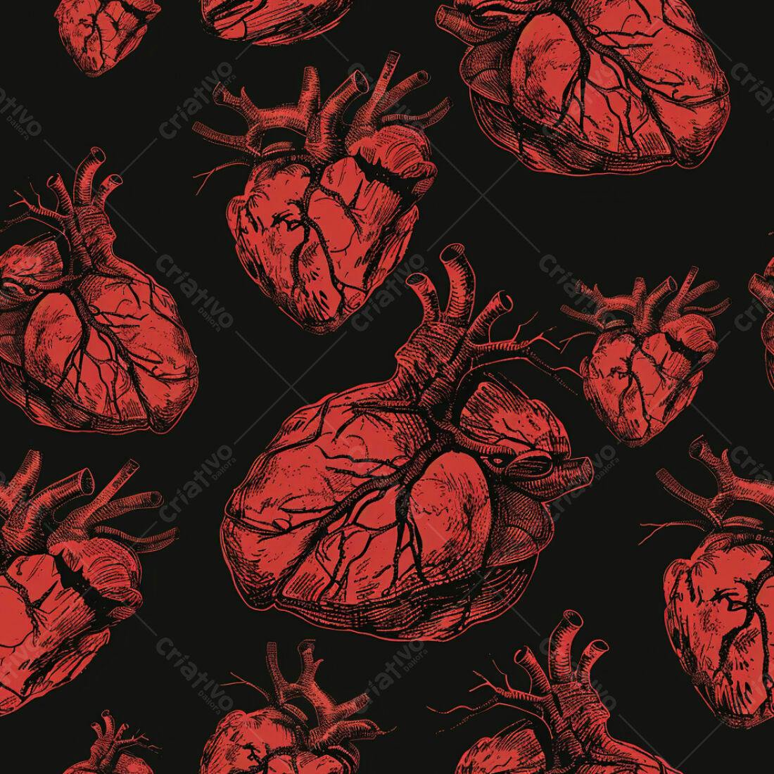 Textura Coração Anatômico Vermelho para Fundo