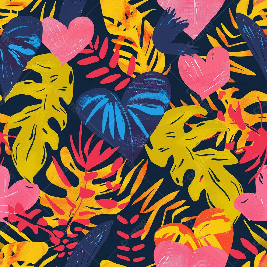 Textura Folhas Tropicais Coloridas para Fundo