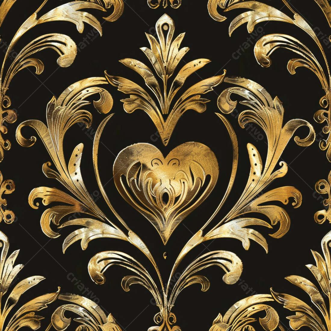 Textura Damasco Dourado para Papel de Parede