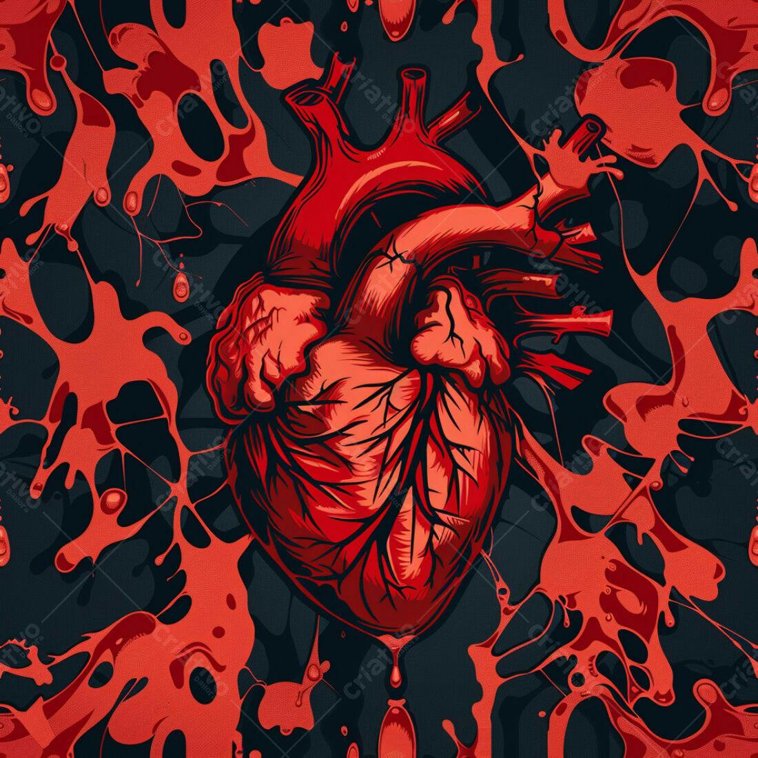 Textura Coração Vermelho para Fundo Escuro