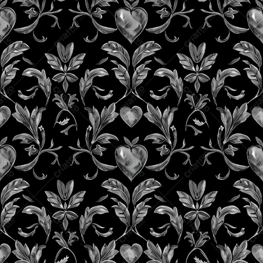 Textura Damasco Prata para Papel de Parede