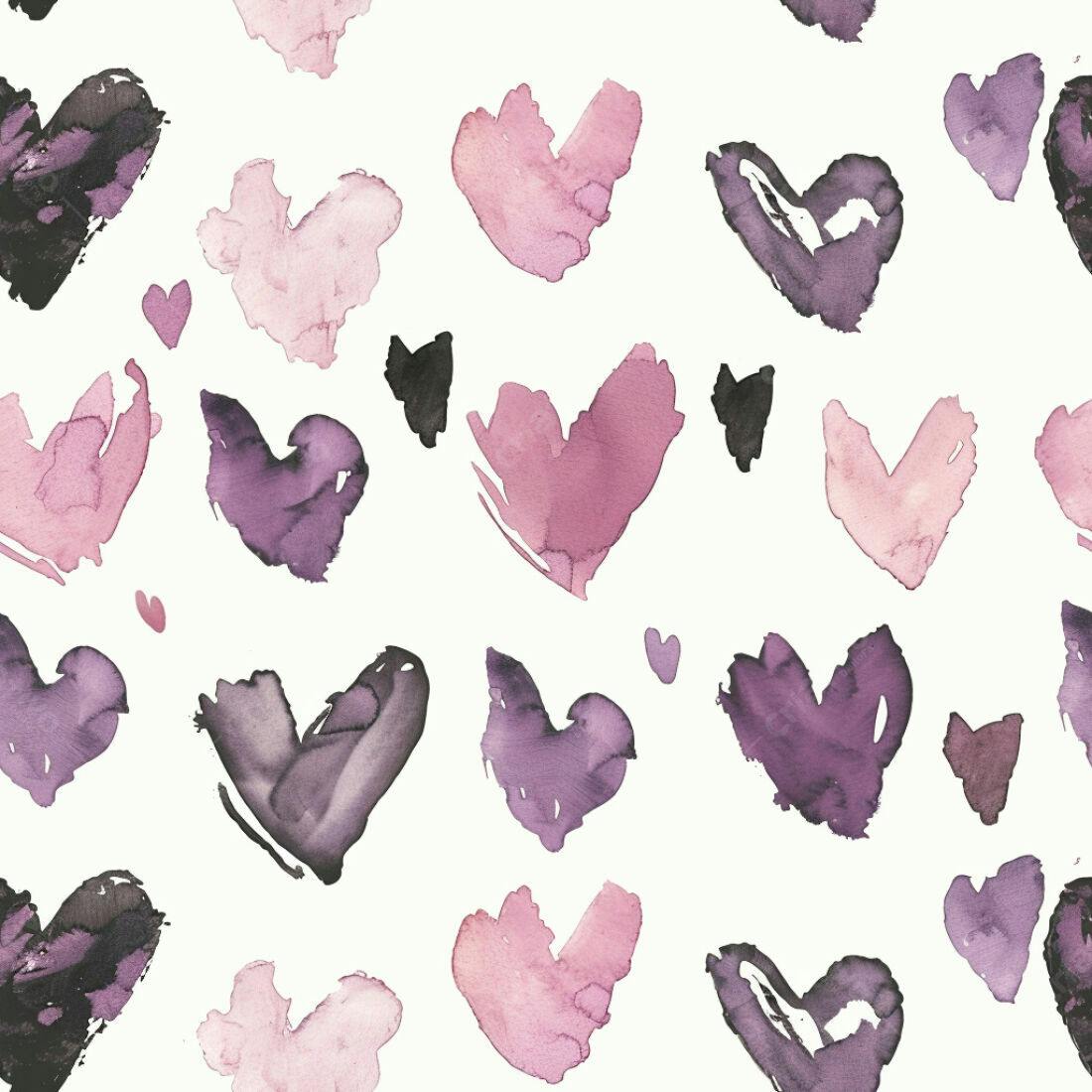 Textura corações aquarela para papel de parede