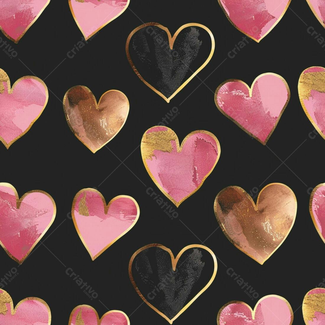 Textura corações rosa e dourado para fundo romântico