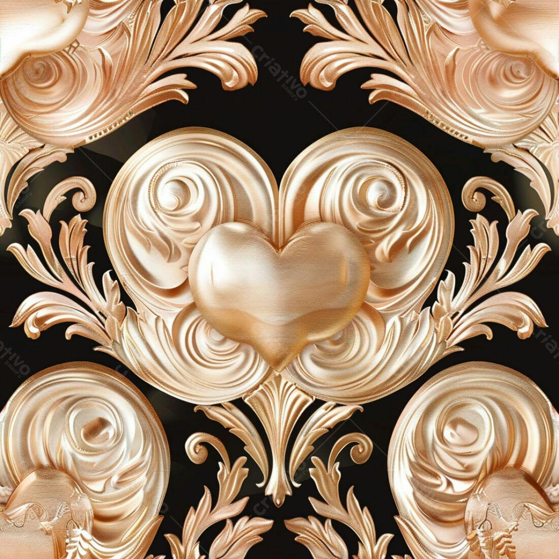 Textura Ouro Rosa Barroco para Papel de Parede