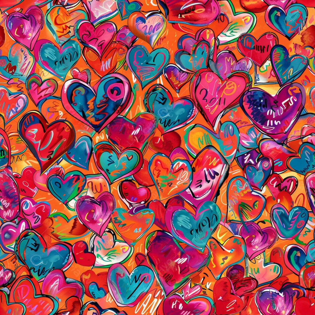 Textura corações coloridos para fundo vibrante