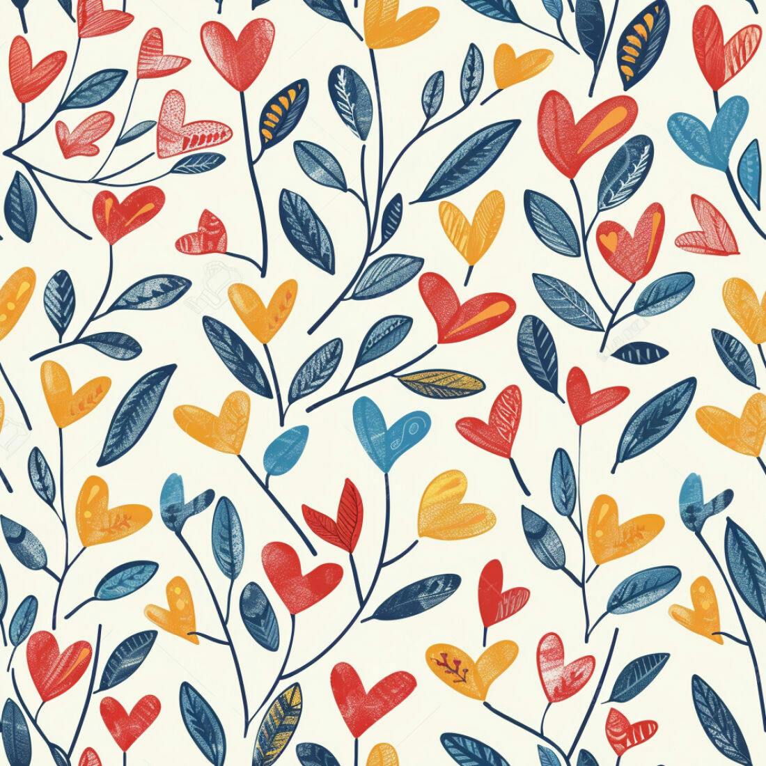Textura floral corações coloridos para papel de parede