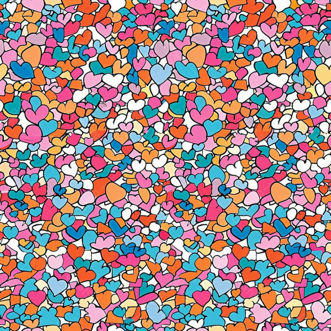 Textura Corações Coloridos para Fundo