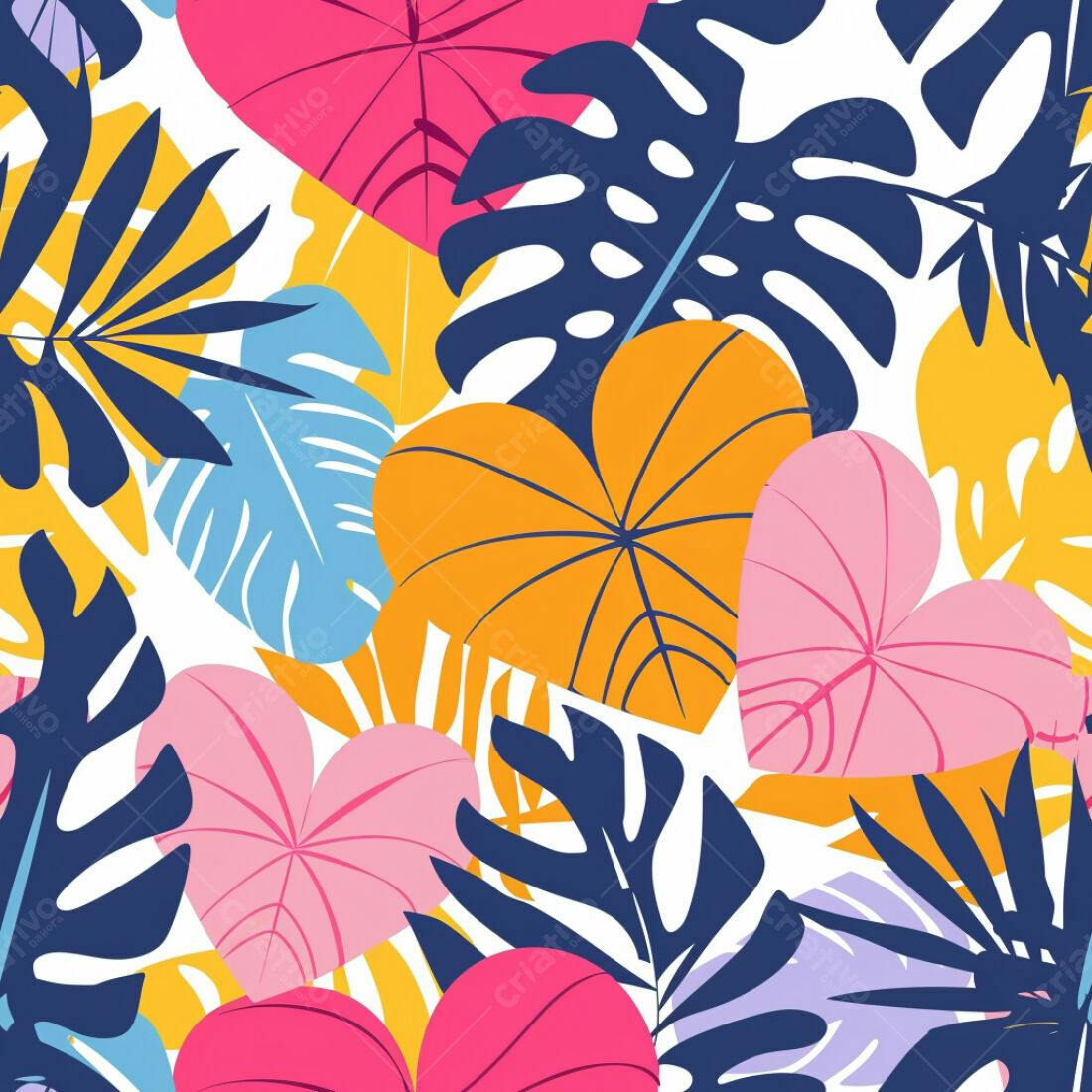 Textura Folhas Tropicais Coloridas para Fundo