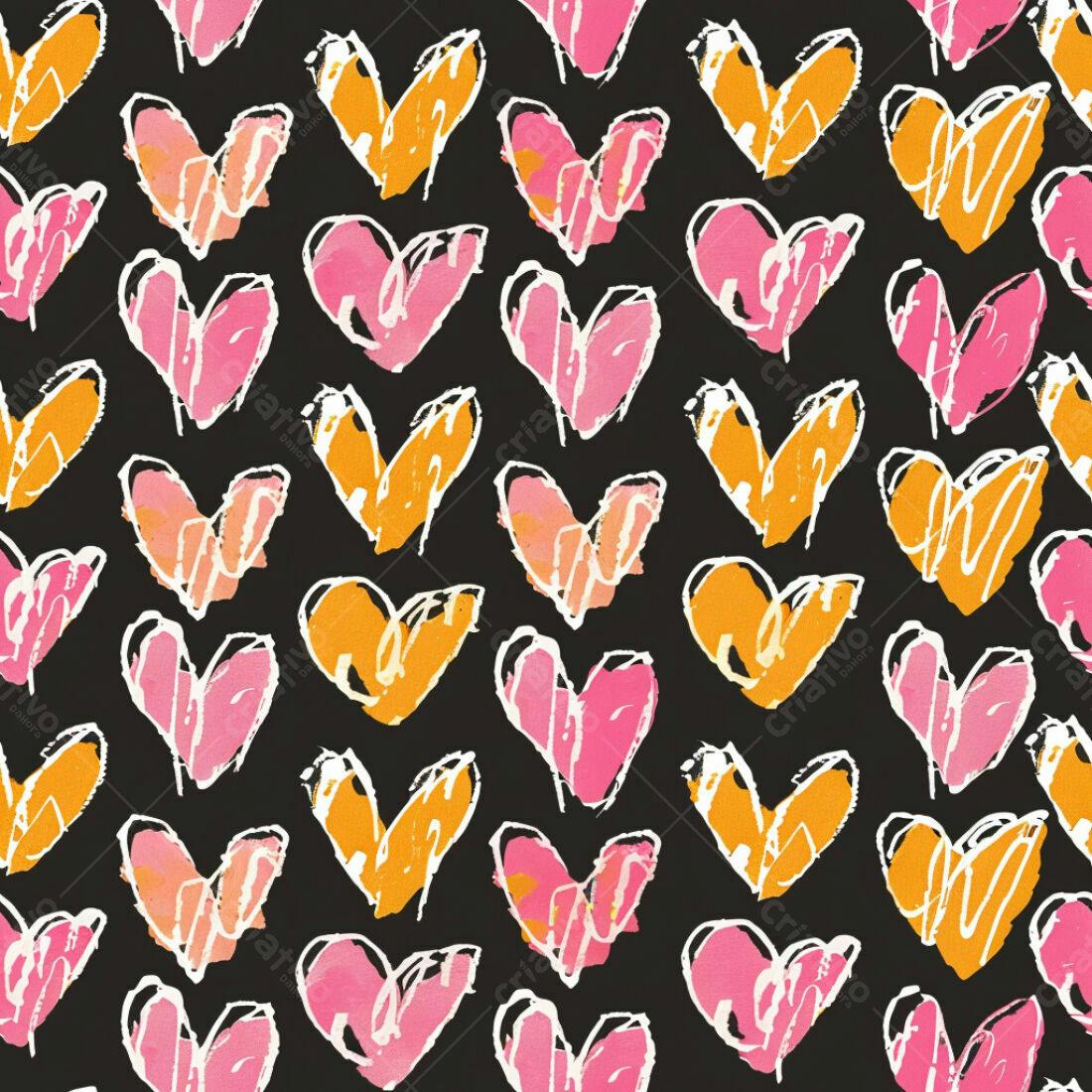 Textura corações rosa e laranja para fundo