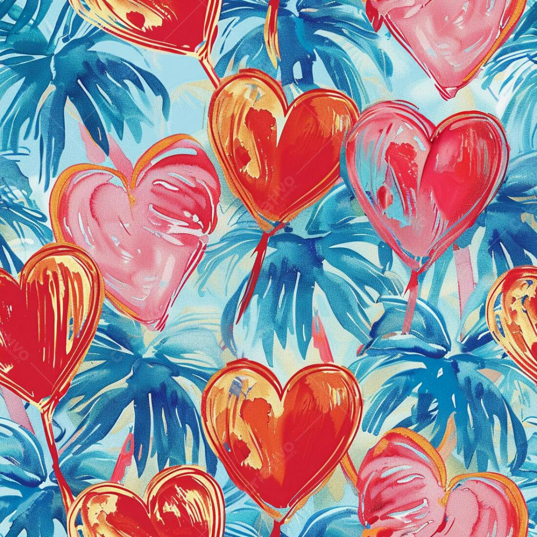 Textura corações tropicais para papel de parede