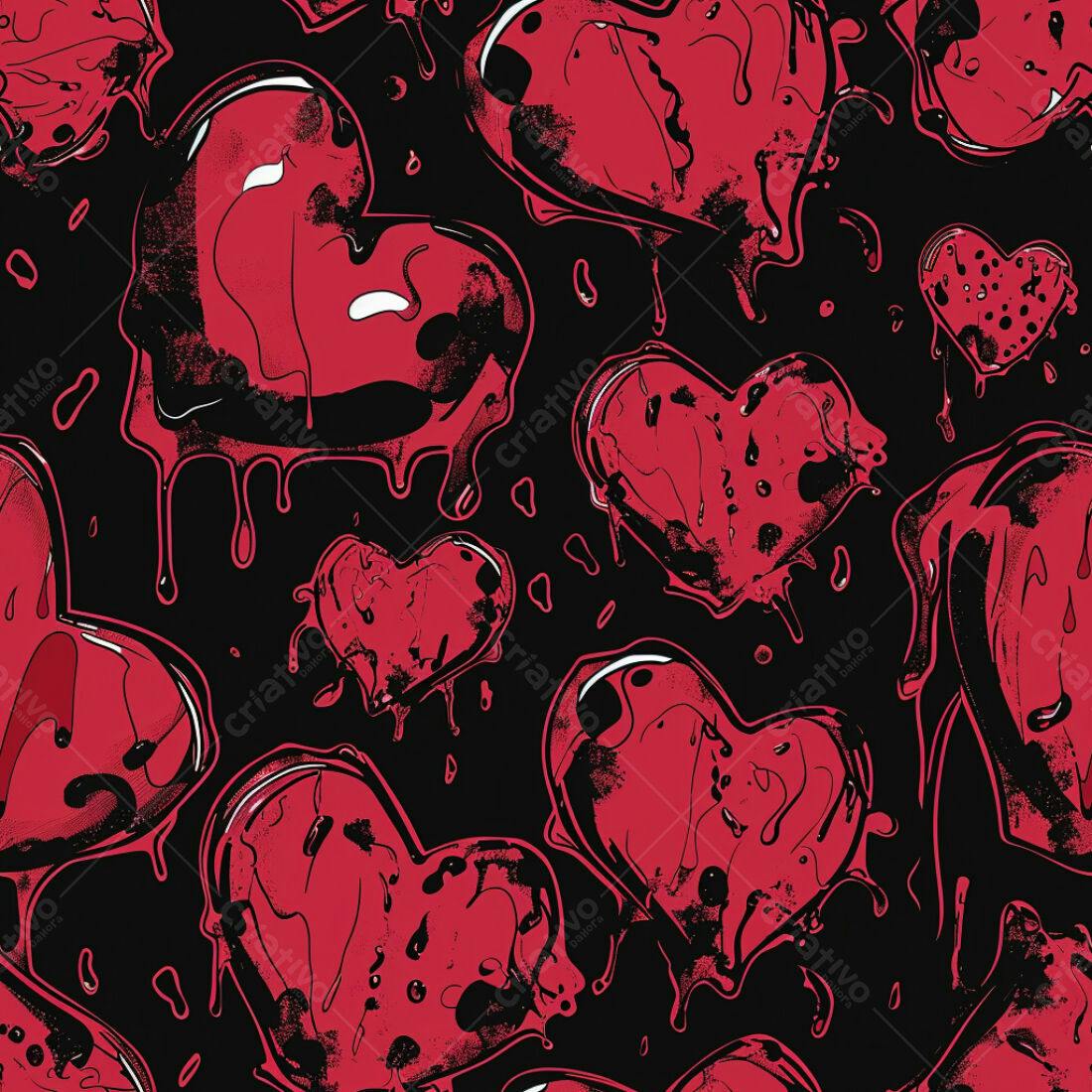 Textura corações derretendo vermelhos para fundo