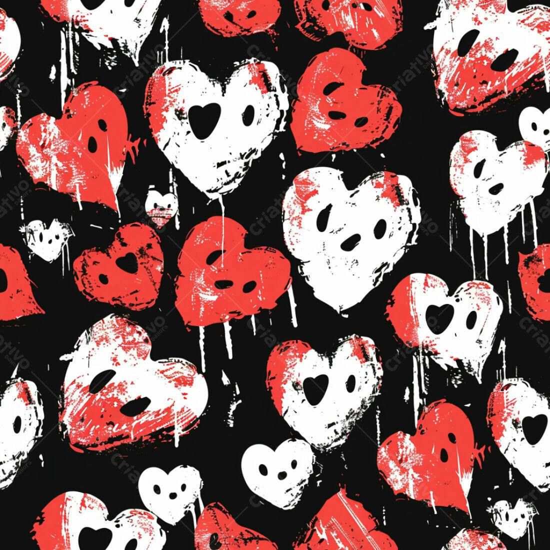 Textura corações grunge vermelho e branco para fundo