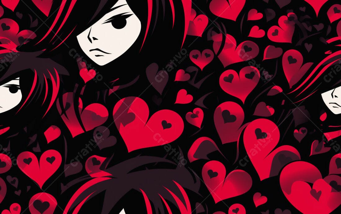 Textura Anime corações vermelhos para fundo