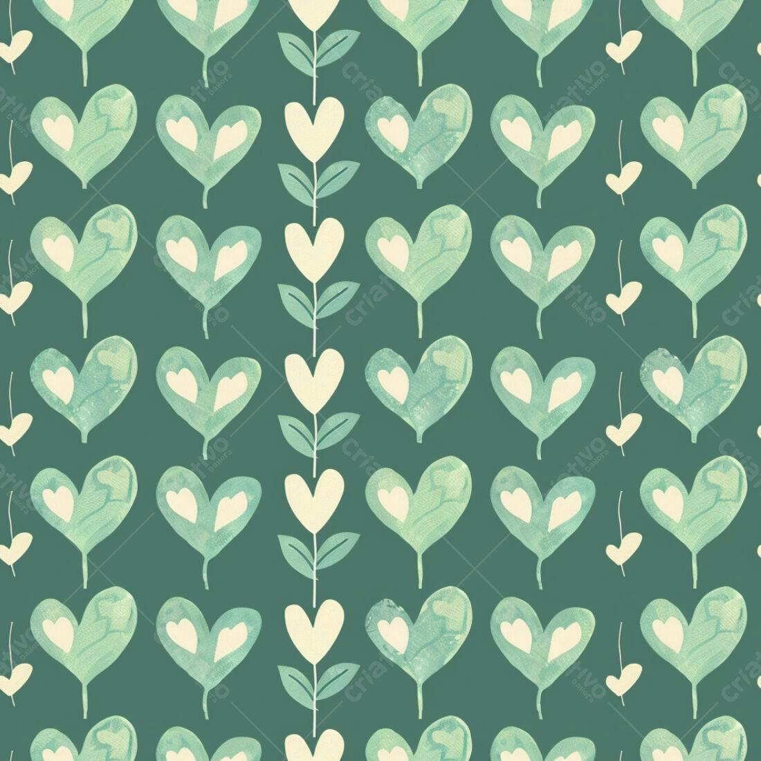 Textura corações verde menta para papel de parede