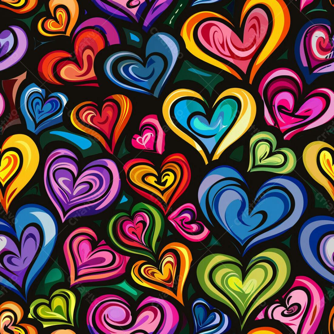 Textura Corações Coloridos para Fundo