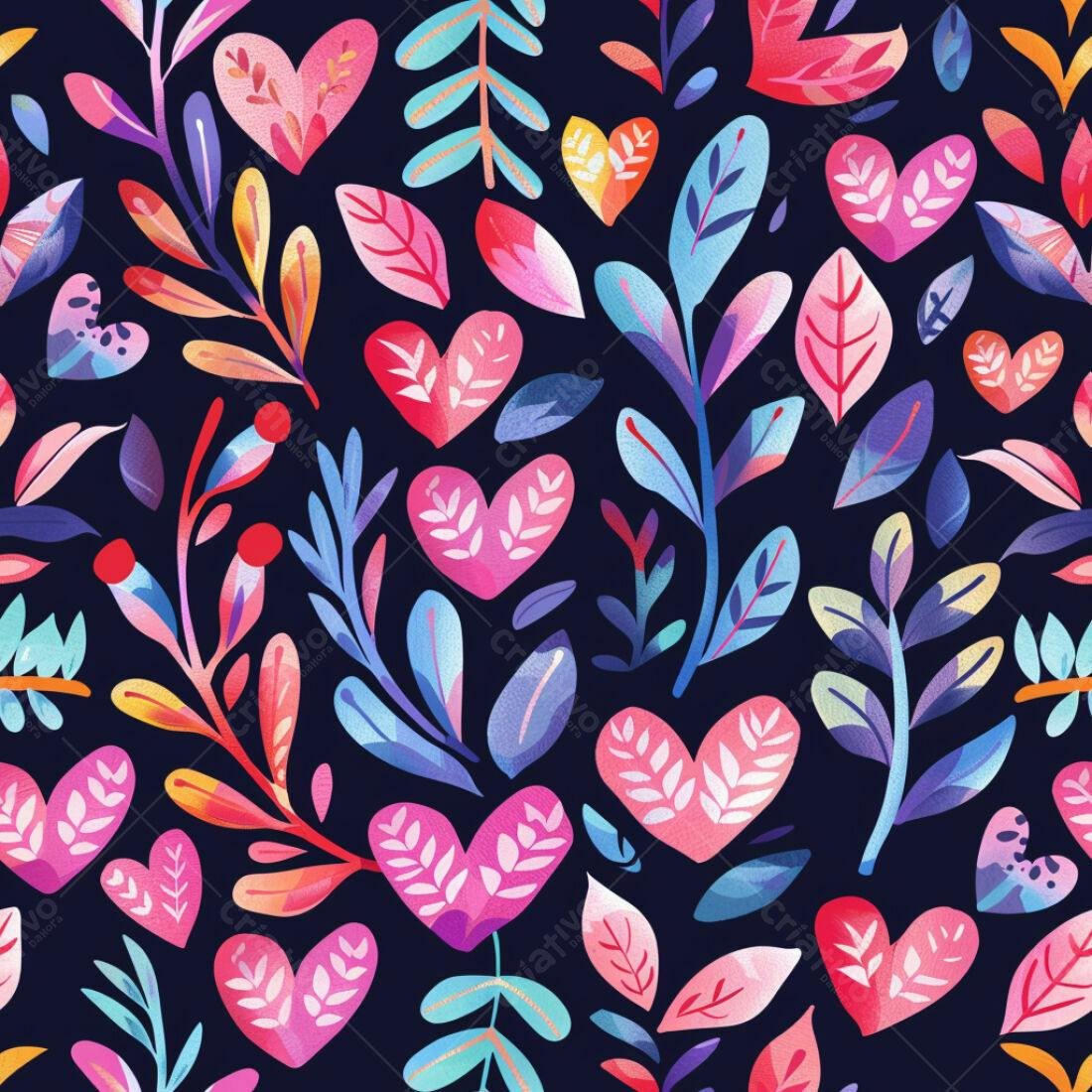 Textura floral corações coloridos para fundo