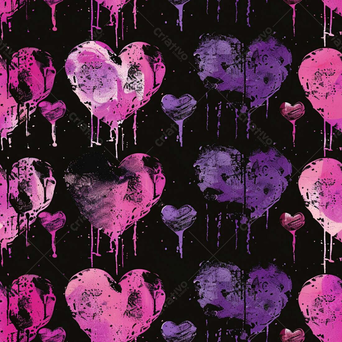 Textura corações grunge rosa e roxo para fundo