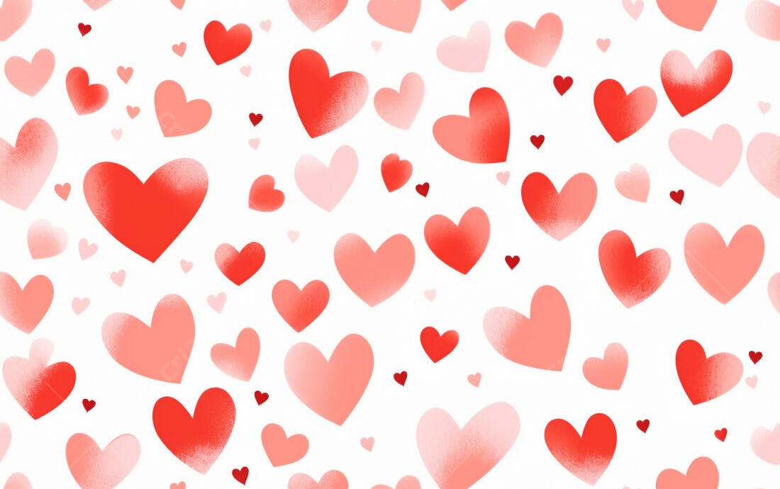 Textura Corações Vermelhos e Rosas para Fundo