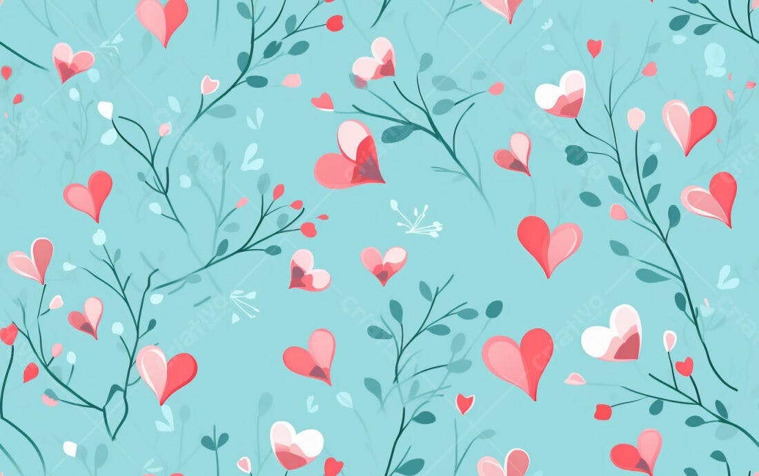 Textura floral corações românticos para fundo