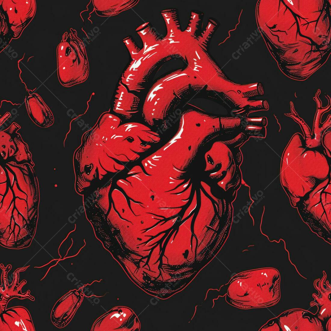 Textura Coração Vermelho para Fundo Escuro