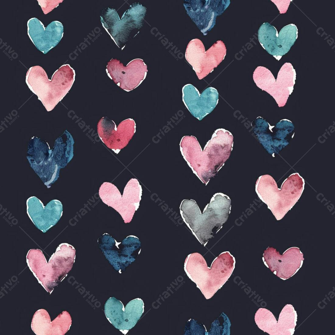 Textura corações aquarela para fundo romântico