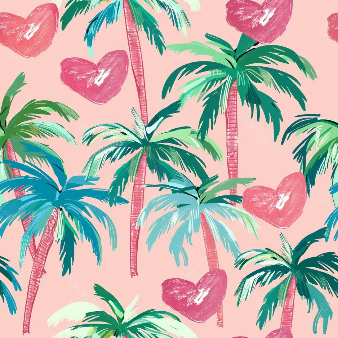 Textura Palmeiras Rosa e Verde para Fundo Tropical