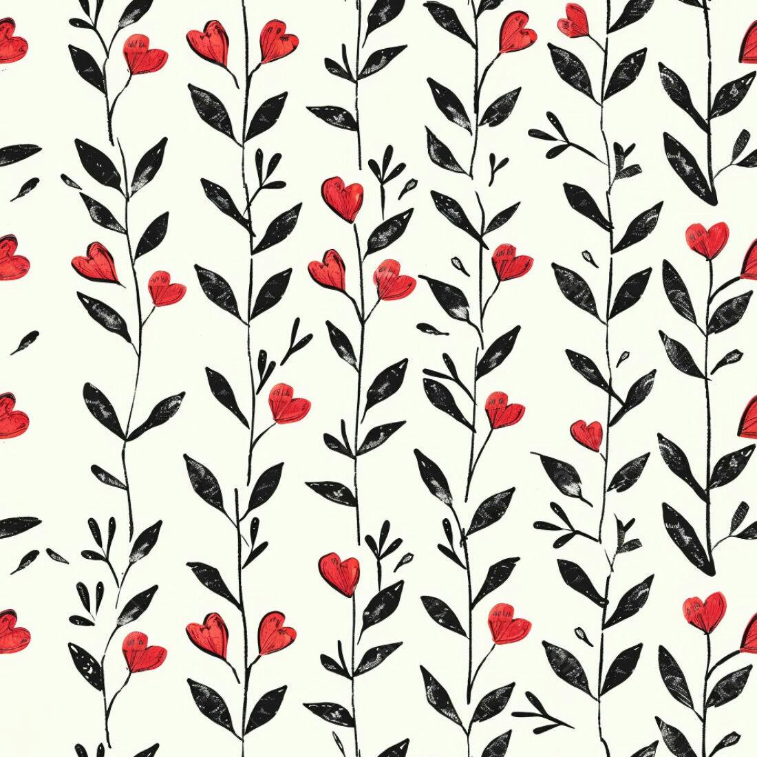 Textura floral vermelha e preta para papel de parede