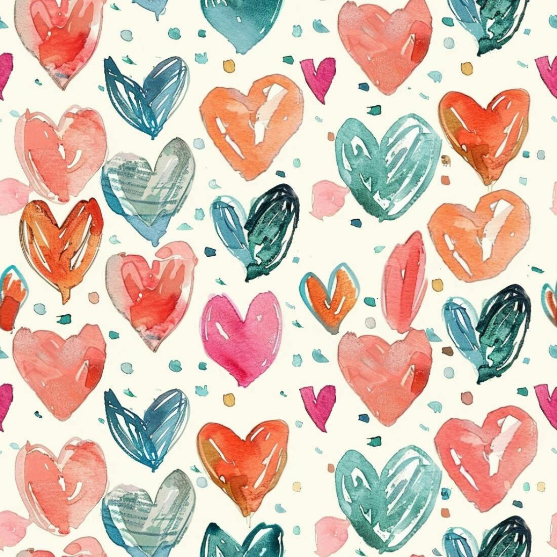 Textura corações aquarela para papel de parede