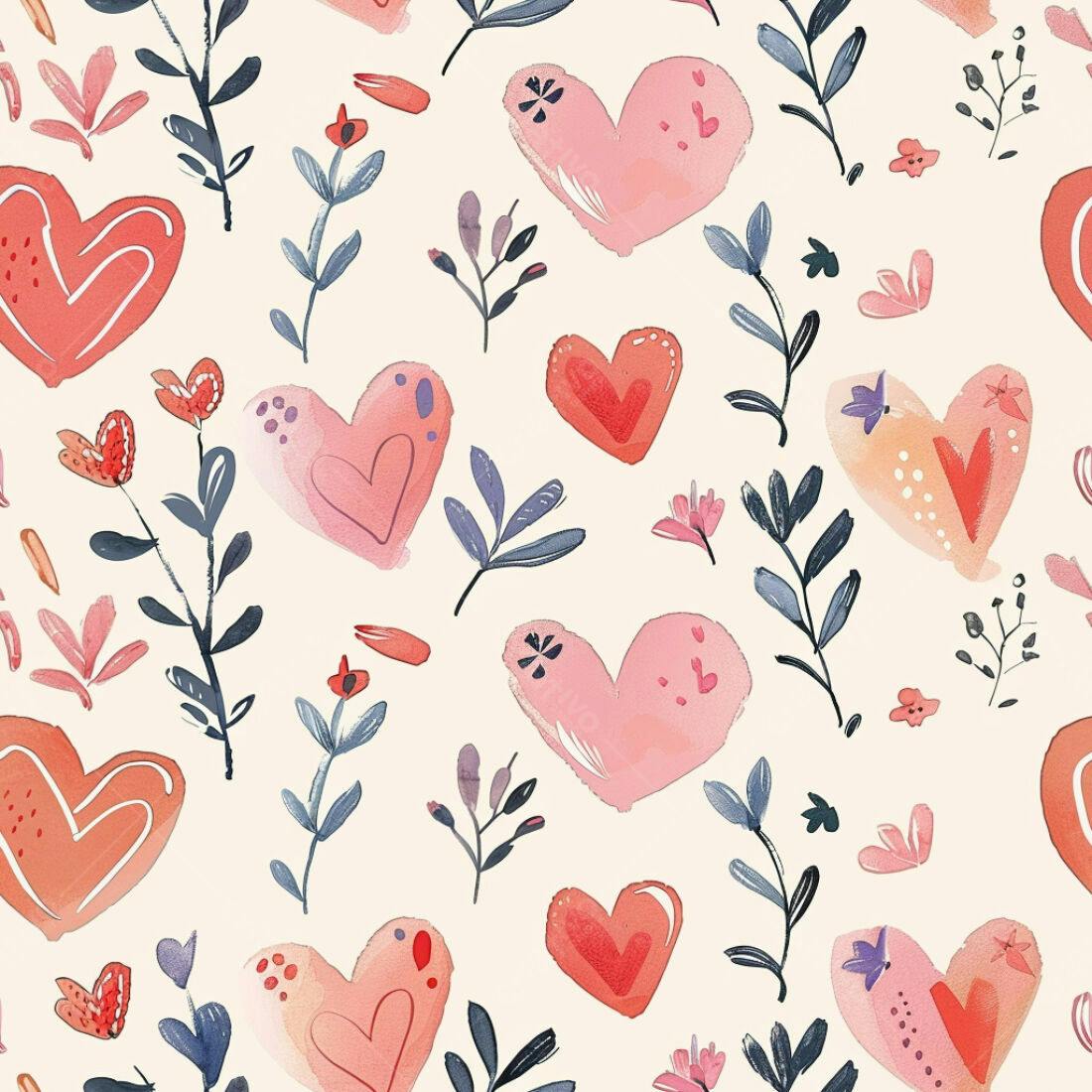 Textura corações florais românticos para papel de parede