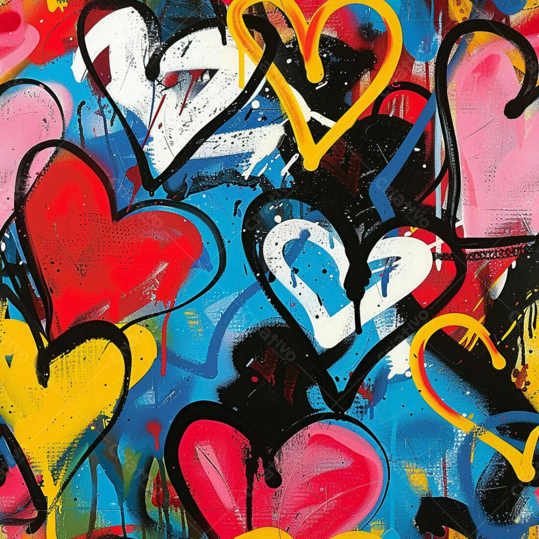 Textura Graffiti Corações para Fundo