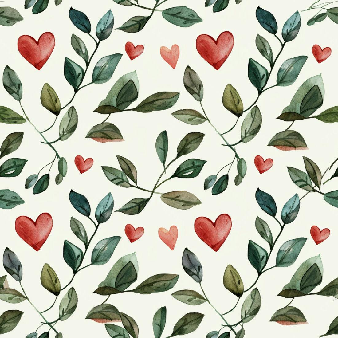 Textura floral romântica com corações para papel de parede