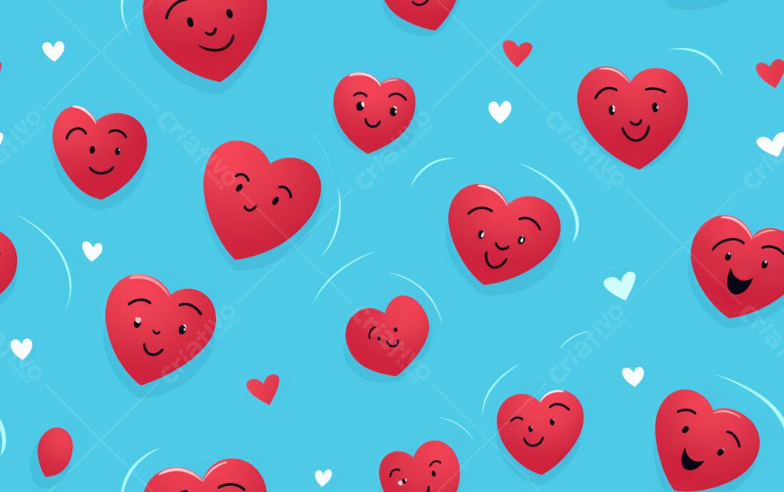 Textura Corações Sorridentes para Fundo Romântico