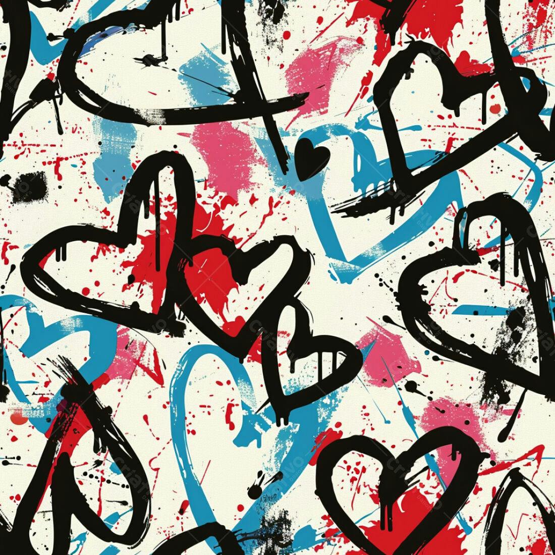 Textura Graffiti Corações para Fundo