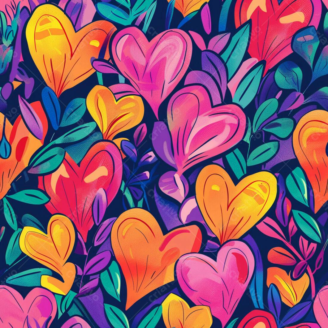 Textura floral corações vibrantes para fundo