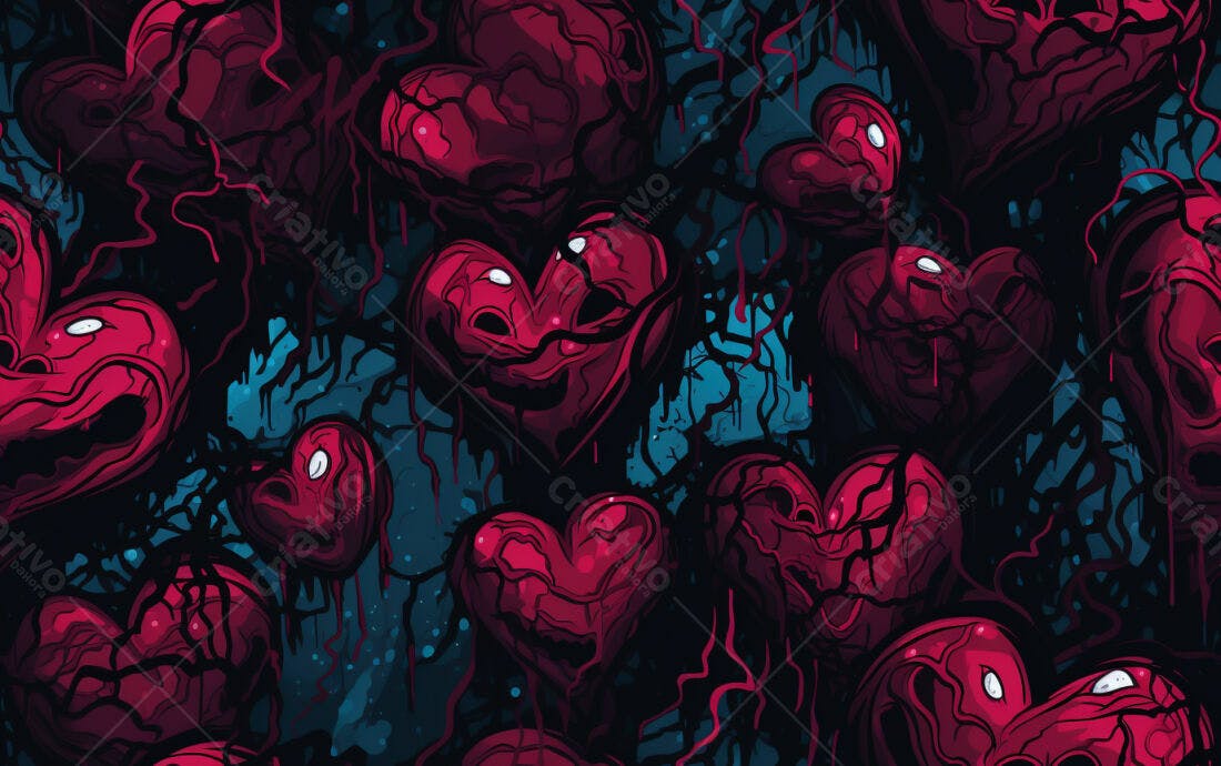 Textura corações góticos para fundo sombrio